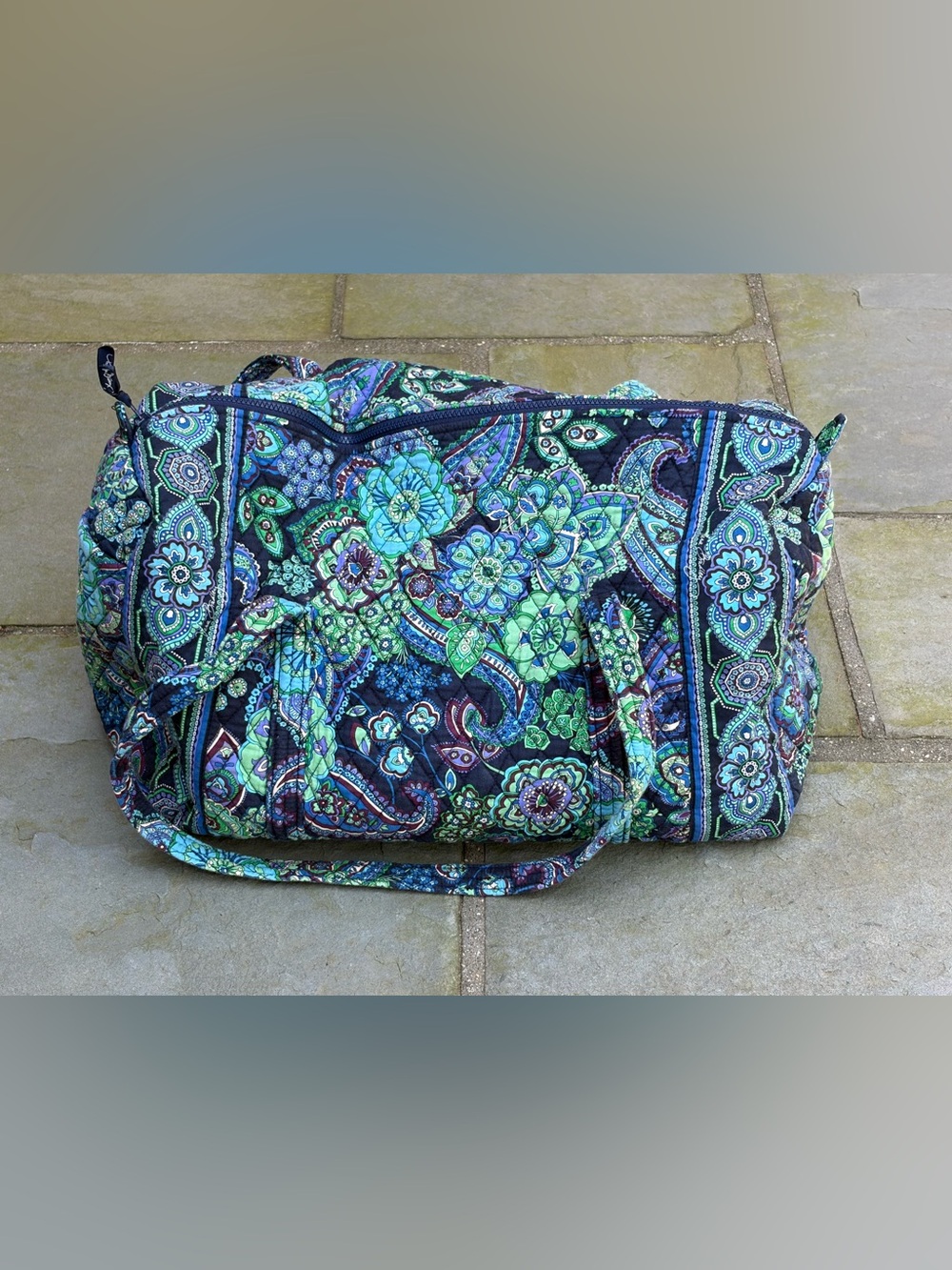 Vera Bradley Medium Duffel Bag – Paisley Floral Blue Green Purple